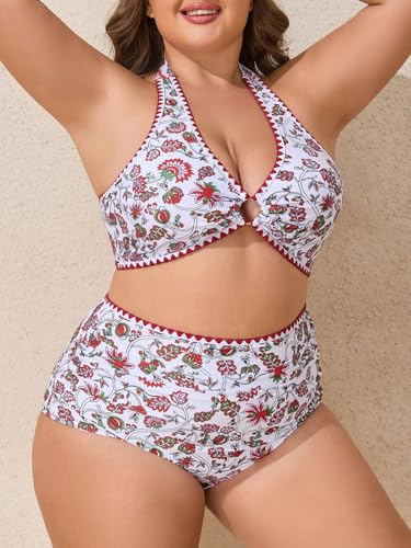 Summer Mae Plus Size Swimsuit for Women Halter Bikini Top Shell Stitched Two Piece High Waist Bathing Suit Sexy Swimwear3