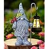 Nacome solar gnome garden statue for decor outdoor sculpture with lantern for outside ornament yard art lawn porch patio balcony birthday gifts for women mom  urban country home decor