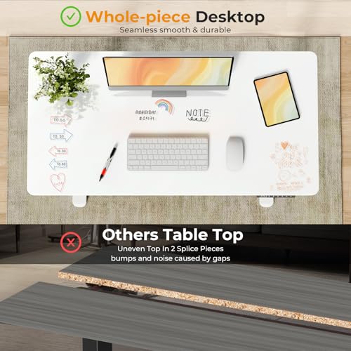 Image of JOY worker Small Electric Standing Desk, 40 inch x 20 inch Whole Glass Piece Height Adjustable Desk with Memory Controller, White Sit to Stand Desk Workstation for Home Office