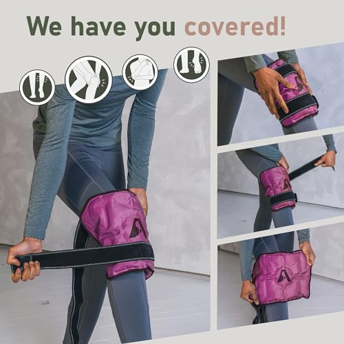 Image of Hot and Cold Therapy Knee Wrap Gel Pack (10 inch x 12.5 inch) Reusable Heating Pad & Flexible Freezer Pack for Leg Injuries and Knee Pain Relief - Purple