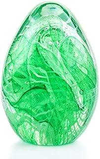 8.9'' Glass Blown Easter Eggs Decorative Handmade Art Collectibles Figurines Easter DIY Home Garden Decor Gift (Green)