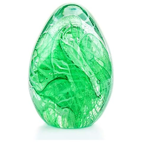 8.9'' Glass Blown Easter Eggs Decorative Handmade Art Collectibles Figurines Easter DIY Home Garden Decor Gift (Green) Cover