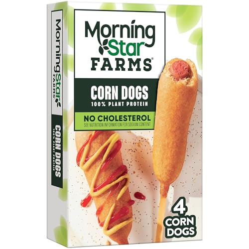 MorningStar Farms Meatless Corn Dogs, Vegan Plant Based Protein, Frozen Meal, Original, 10oz Box (4 Corn Dogs)