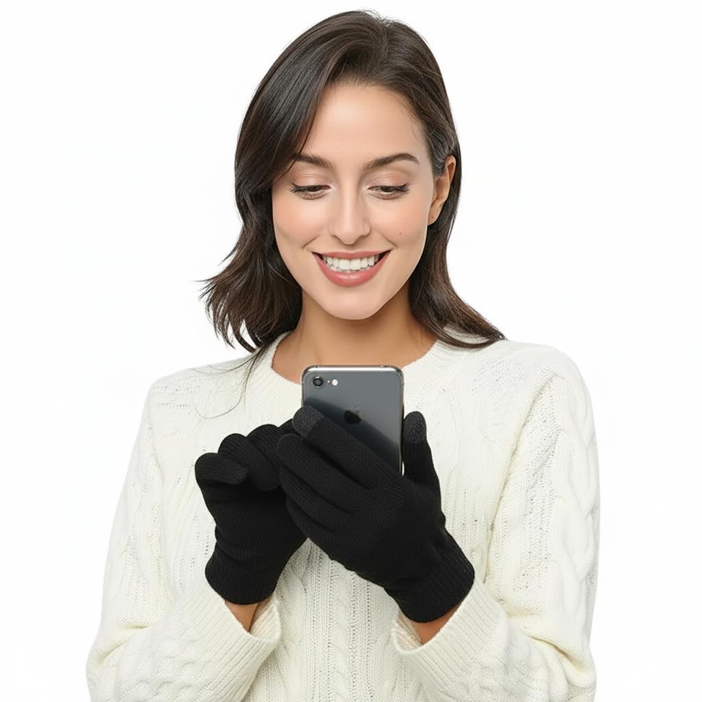 Winter Gloves for Women | Touch Screen Magic Gloves | Winter Gloves for Cold Weather | Stylish Warm Thermal Mitten for Girls | Snow Gloves (Black)-image-25