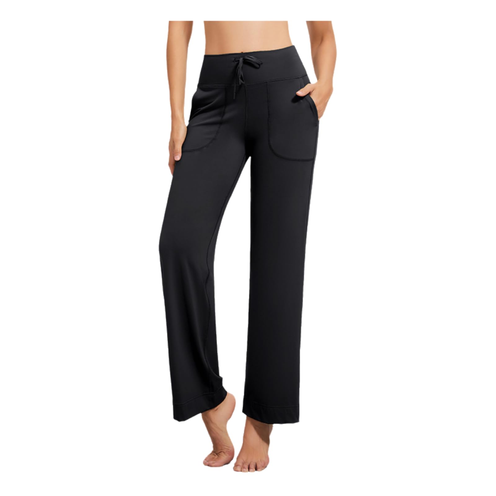 Bootcut Jazzpants damskie spodnie do jogi z szerokimi nogawkami, wysoka talia, proste luźne spodnie, kieszeń ze sznurkiem, sportowe spodnie do biegania, rozmiar XL, czarne