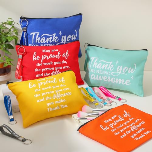 48 Pcs Cna Gifts Inspirational Cosmetic Bag Bulk with Zipper Keychain Cna Appreciation Gifts Bulk Motivational Makeup Bag for Graduation Nursing Assistant Women Teacher Staff Coworker(Classic Style)3