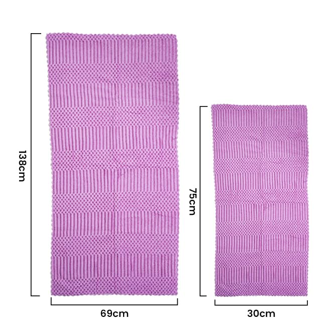 Image of it's maxam 2-Piece Microfiber Coral Fleece Bath Towel Set | Super Soft & Highly Absorbent Polyester Towels | Bath Towel (69 x 138 cm) + Hand Towel (35 x 75 cm) | Pastel Coral- Purple