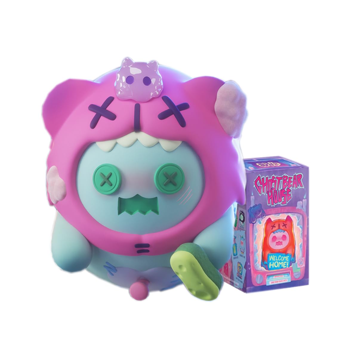 ShinWoo Ghost Bear House Series Blind Box Action Figures Mystery Box Cute Random Toys Birthday Gifts Christmas Collectible Toy for Desktop Ornaments, 1PC