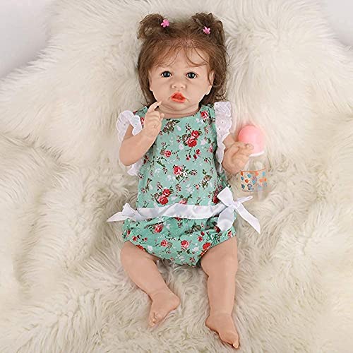 MWKL Reborn Baby 58cm Nette Reborn Puppe Vollsilikon Körper Wiedergeburt Puppe 22 Zoll Lebensechte Realistische… – Bild 3