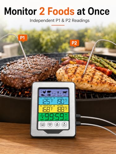 Termómetro cocina digital para evitar comida cruda con doble sonda táctil 4