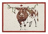 Handgefertigte Hakenteppiche. Mary Lake Thompson Zwiebeln Longhorn Haken, 27x40 Urlaub Teppich