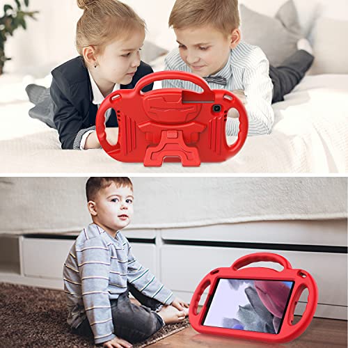 Avawo Kids Case For Samsung Galaxy Tab A7 Lite 8.7 Inch 2021, Galaxy Tab A7 Lite Case, With Strap, Shockproof Lightweight Handle Stand Case For Samsung Tab A7 Lite 8.7 2021 (Sm-T220/T225/T227), Red #TOP3