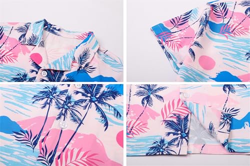 Image of SANGTREE Girls & Women's Hawaiian Shirts Button Down Short Sleeve Floral Tropical Shirt Beach Vacation Blouse Tops