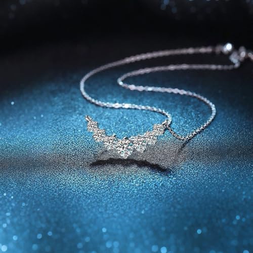 Image of Shining Diva Fashion Valentine Gift For Girlfriend Stylish Silver Plated Crystal Chain Pendant Necklace for Women and Girls