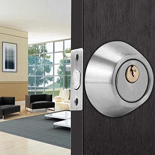 Security Door Lock, Double Cylinder Steel Anti-Thief Door Bolt with Lock on Both Side for Doors Home, Office Use(Silver) - Image 4