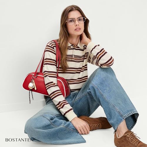BOSTANTEN Handbags for Women Trendy Vegan Leather Underarm Purse Daily Shoulder Bag with Baseball Charm2