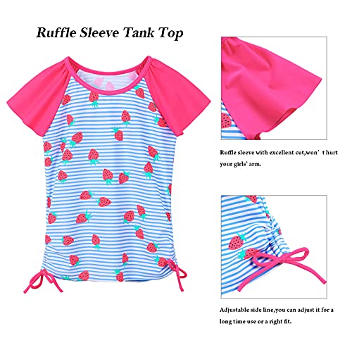 Image of Girls Rash Guard 2 Pieces Bathing Suit UPF50+ Swimsuit with Swimming Skirt Swimwear 2-14Y