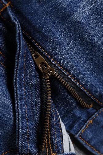 Men's Slim-fit Double-line Classic Jeans, mid-Rise Cotton French Fashion Pants.2