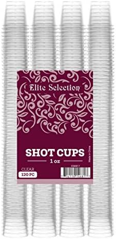 Elite Selection Shot Glasses | 1 Oz. Clear Plastic Disposable Cups | Perfect Party Shot Cups for Shots, Tasting, Sauce, Dips | Pack of 120
