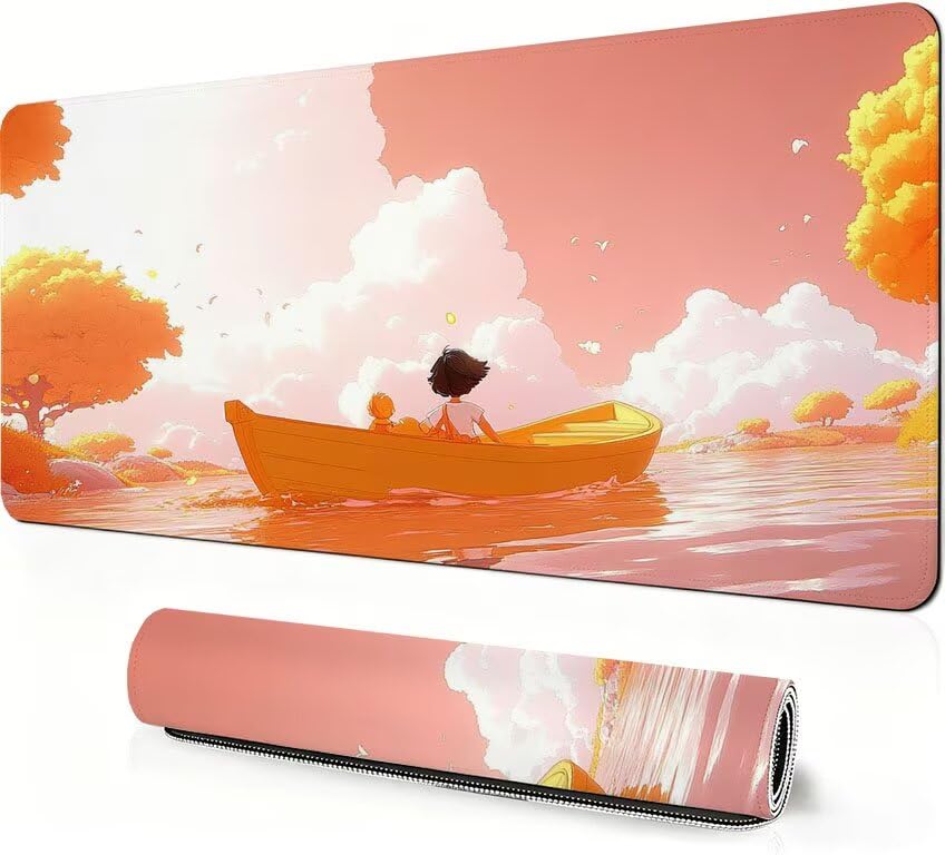 Podkładka pod mysz do gier kolor pomarańczowy xxl łódź 1400 x 600 x 3mm Poprawa precyzji i szybkości, podkładka pod mysz do gier antypoślizgowa gumowa podstawa, do dekoracji Burea DZ-33