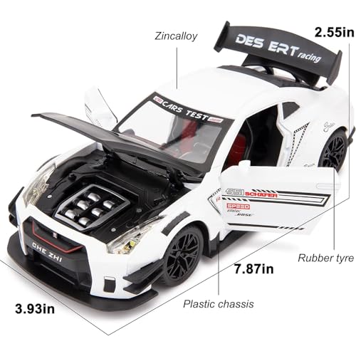 Image of 1:24 Scale Supra Toy Car Diecast Metal Model Toy Car for Kids Light Sound Pullback with Openable Doors