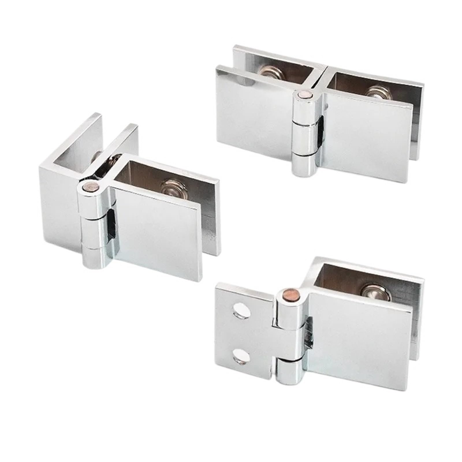 Glass Door Hinge 4Pcs Chrome Brass Zinc Cabinet No Drill Glass Hinge Showcase Wine Cupboard 0 90 180 Degrees for Glass Cabinetss(0 Degrees Zinc)
