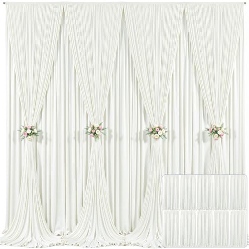10 Panels Ivory Backdrop Curtain for Wedding Parties Wrinkle Free Ivory Photo Curtains Backdrop Drapes Fabric Decoration for Baby Shower Photography 5ft(W) x 10ft(H)