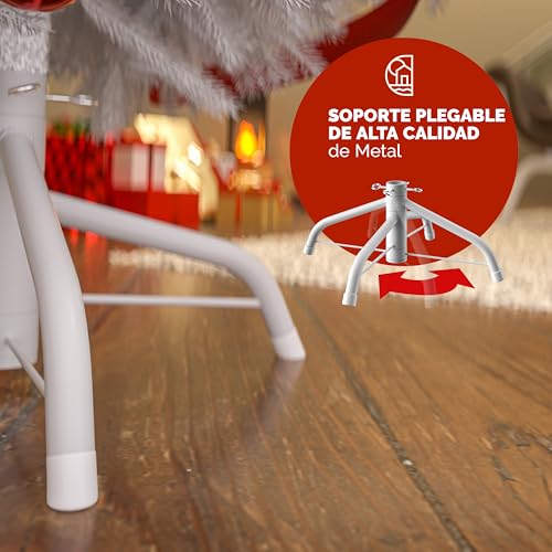 Miniatura 8 de Casaria Árbol De Navidad Artificial 180cm Blanco Con Soporte 533 Puntas Pino Pvc Decoración Navideña