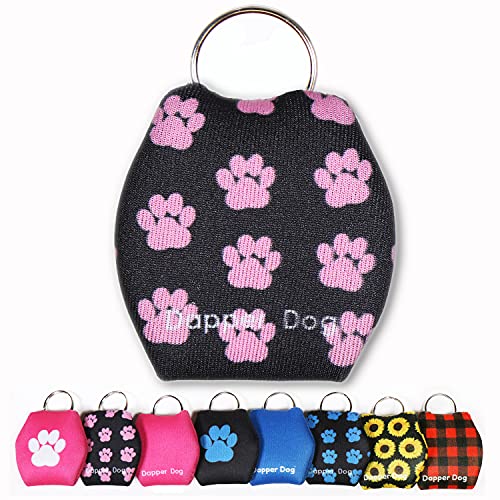 Image of Dapper Dog - Dog Tag Silencer with Tag Ring (Black with Pink Paw Prints)