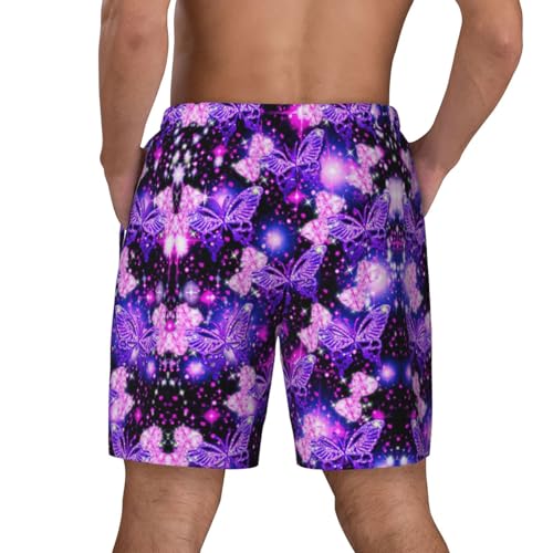 Purple Cute Butterfly Printshort Swim Trunks with Waist Rope and Two Side Pockets Beach Shorts Bathing Suits for Men4