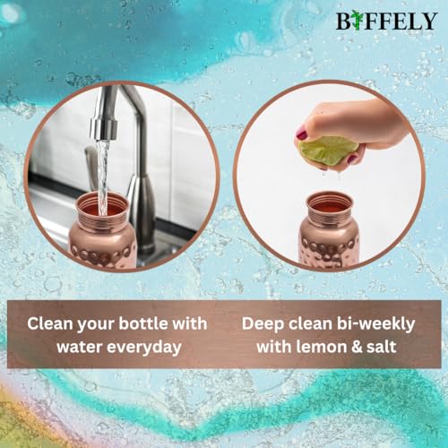 Image of 100% Pure Copper Water Bottle for Drinking - Extra Large 34 Oz Wide Mouth, Hammered Ayurvedic Copper Water Bottle - Handcrafted Leak-Proof Vessel, Reusable, BPA-Free & Travel Friendly