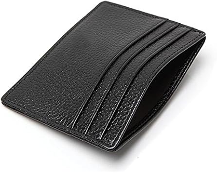 Hibate RFID Blocking Genuine Leather Unisex Slim Credit Card Case Holder Debit Wallet Sleeve - Black