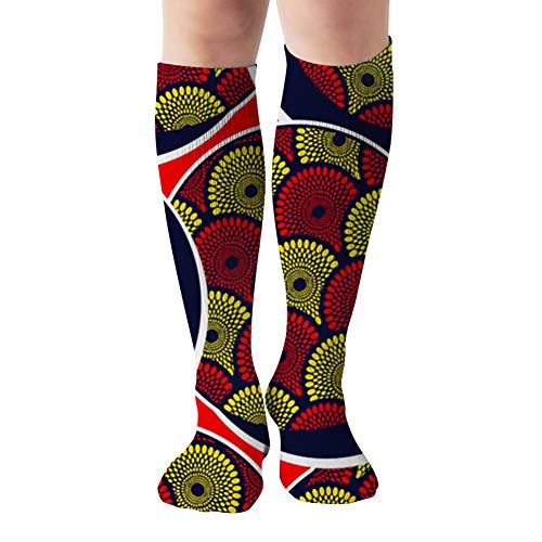 Textile Fashion African Print Fabric Abstract Beauty Compression Socks For Women&Men - Best Medical For Running Athletic Flight Travel Circulation Recovery,19.68 Inch