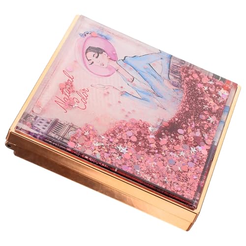 TOPPERFUN Paleta de Maquillaje Vacía de 9 Rejillas Purpurina y Arena Movediza, Caja Rosa Dorada para Sombras de Ojos, Plato para Sombras Portátil, Adecuado para Viajes y Organización