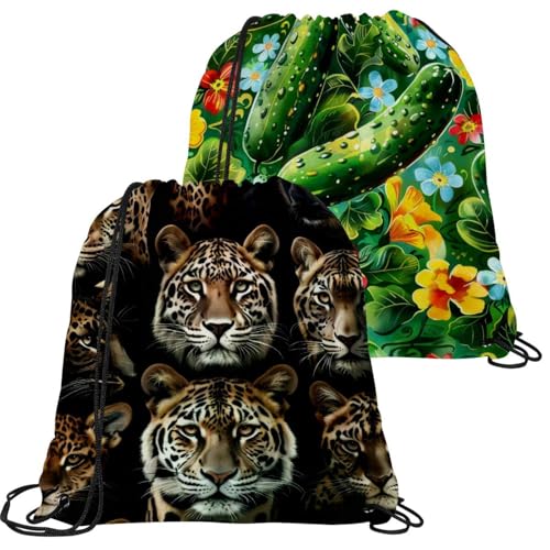 Sac de sport cordon léopard étanche et pliable pour natation et gym x2
