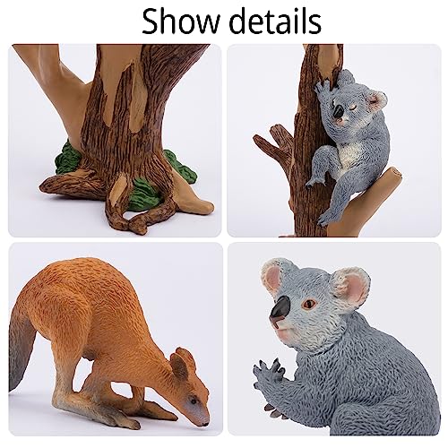 TOYMANY 7 Stück Australische Wild Tiere-Figuren Set Safari Spielfiguren Spielzeug Dschungeltier-Figuren Känguru Koala Tierfigur Plastiktiere Zoo Dschungel Wald, zum Spielen oder als Deko
