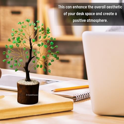 Image of Certified Chrysoprase Crystal Tree for Good Luck Items for Home Decor - Authentic Seven Chakra Crystal Tree for Positive Energy and Harmony - Elegant Feng Shui Ornament for Living Room