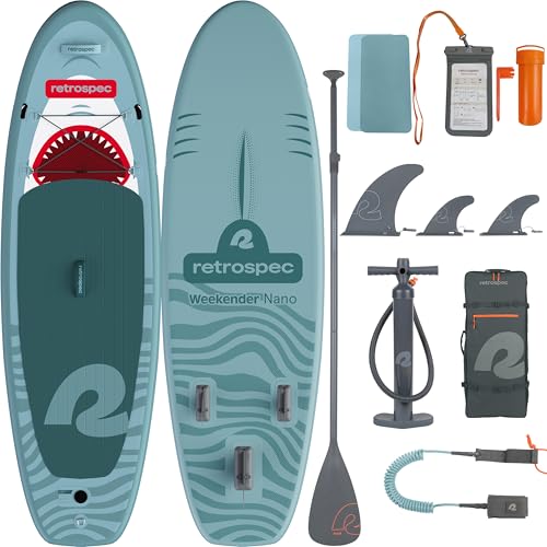 Retrospec Weekender-Nano 8'6' Kids Paddle Board Inflatable - Youth SUP with Adjustable Paddle, Pump & Backpack - Stable Design, EVA Deck, 28in Wide