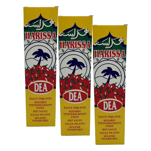 DEA - Salsa Harissa, Picante De Chili, Sabor Muy Picante, Condimento Para Comidas Y Salsas, 120 g (Paquete de 3)