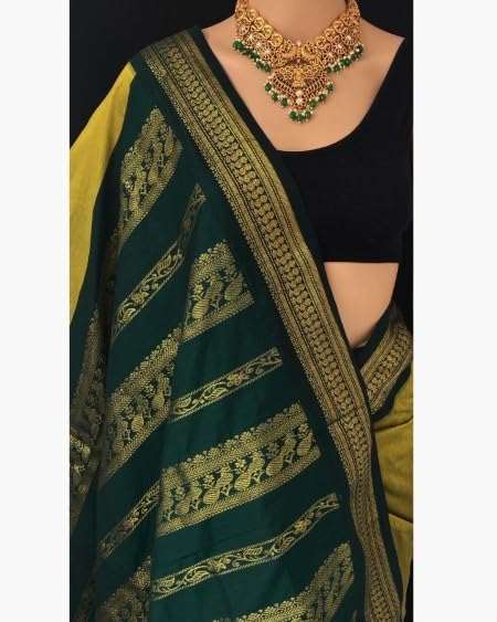 Image of South Cotton Gadwal Saree for Women | Celebrity Inspired Traditional Ethnic Wear | Chettinad & Kalyani Cotton Sarees | Soft Cotton Saree with Blouse Piece