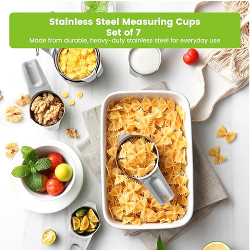 Image of Spring Chef Stainless Steel Measuring Cups Set of 7 with Pour Spout