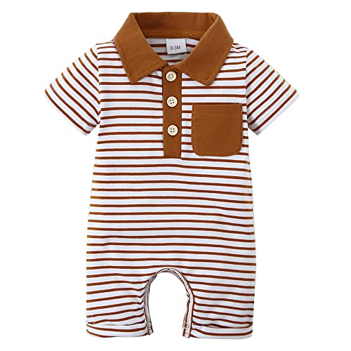 Image of ZOEREA Newborn Baby Boy Clothes Infant Boy Romper 0-18M Short Sleeve Bodysuit Jumpsuit Baby Boy Outfits