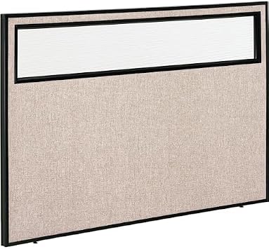 Global Industrial Office Partition Panel with Partial Window, 60-1/4W x 42H, Tan