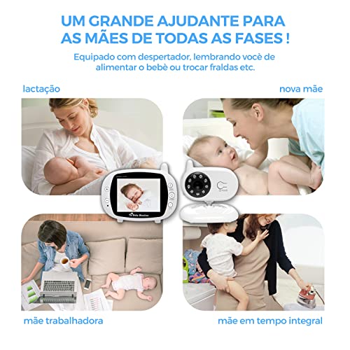 Monitor de bebê com vídeo PtevSoh com tela HD de 3,5