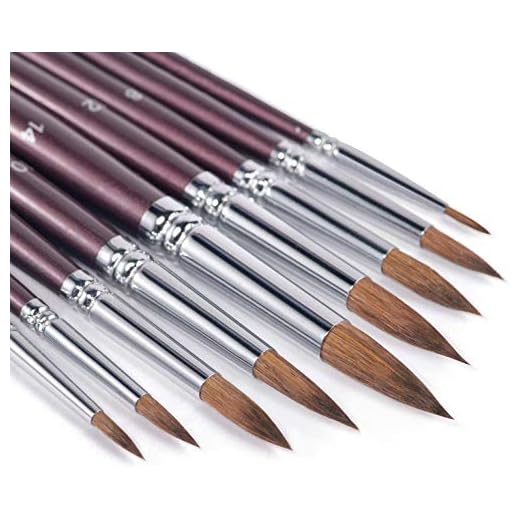 Fuumuui Pinceles de Acuarela - Juego de Pinceles de Pintura con Detalle Redondo de Artista, Pelo de Marta, 9 tamaños Diferentes para Acuarelas, acrílicos, tintas, Gouache, Pintura al óleo y témpera