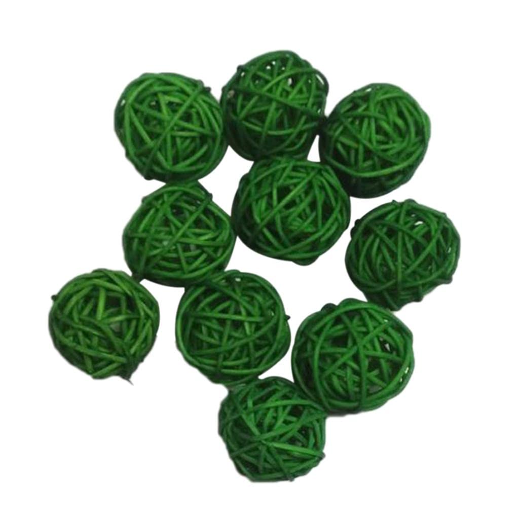 Pleayietoopiatiey Green 10Pcs 3 Cm Wicker Rattan Balls Xmas Wedding Party Decorative Crafts 10 Pcs