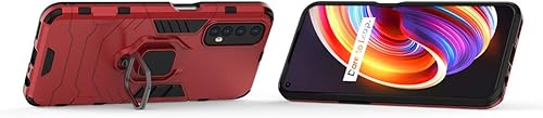 Miniatura 3 de Funda para Oppo Realme 7, soporte de anillo giratorio de 360 grados con soporte magnético para coche para Oppo Realme 7 RMX2151 RMX2155 Caso Rojo