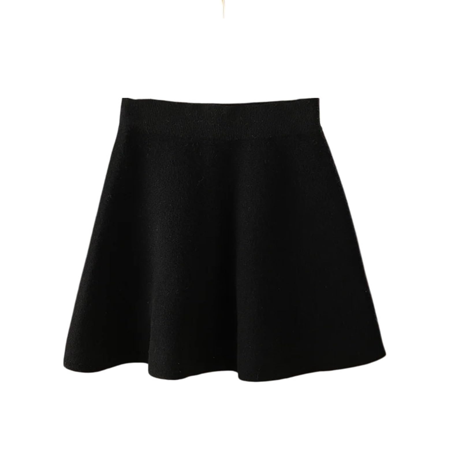 Faldas de lana para mujer, minifaldas acampanadas con cintura elástica, para otoño e invierno, de punto por encima de la rodilla