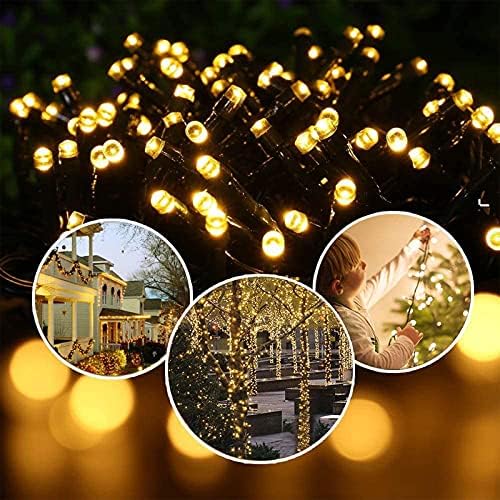 Christmas Lights Outdoor 20M/65ft, 200 LED Christmas Tree Lights for Indoor & Outdoor, Warm White Fairy Lights Mains Powered, Timer, Christmas String Lights for Xmas Tree, Garden, Party (Green Cable)