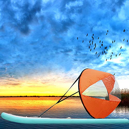 Triclicks 42\" Foldable Downwind Wind Sail Kit Sup Paddle Board Instant Popup for Kayak Boat Sailboat Canoe, Orange